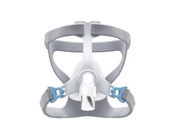 Máscara nasal Wizard 310 para tratamento da apneia do sono, com design leve e campo de visão desobstruído. Vista frontal.