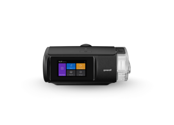 Yuwell-YH-680 AutoCPAP Yuwell Breathcare III YH-680, foto de vista frontal mostrando a tela e os botões.